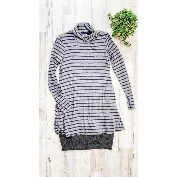Anthropologie Bailey 44 Navy & Gray Striped Turtleneck Layered Dress - Picture 3 of 8